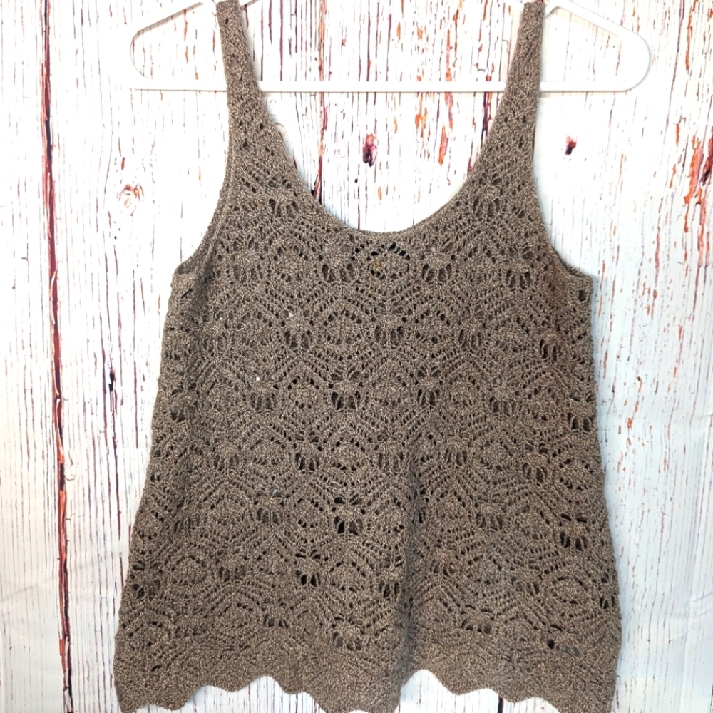 Brown American Eagle Crochet Style Tank Top Size Small
